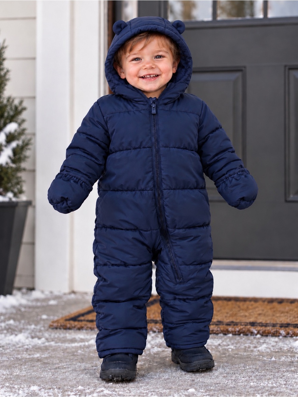 ❄️ Old Navy Hooded Snowsuit – 18–24 Months – Navy Blue – Fleece Lined